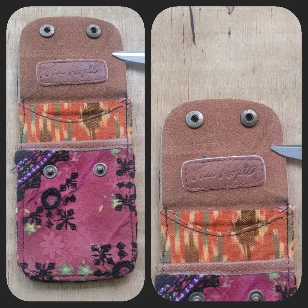 🪬🍄 Free People Boho Embroidered Repurposed vtg banjara hippie Wallet card case
